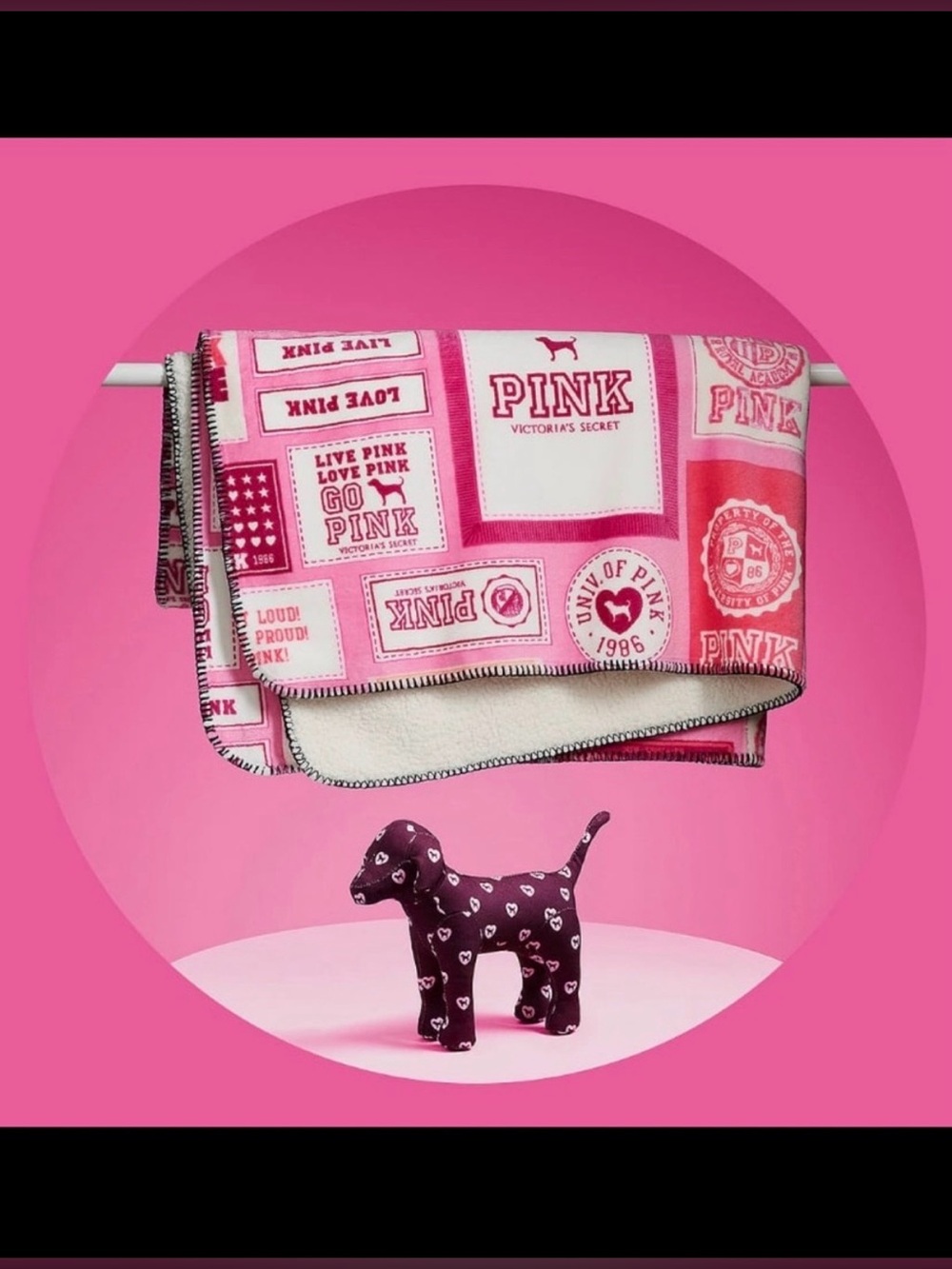 PINK Victoria's Secret Blanket and Mystery Dog